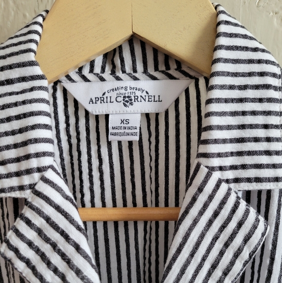 April Cornell Charcoal and White Striped Seersucker Dress - Picture 2 of 4